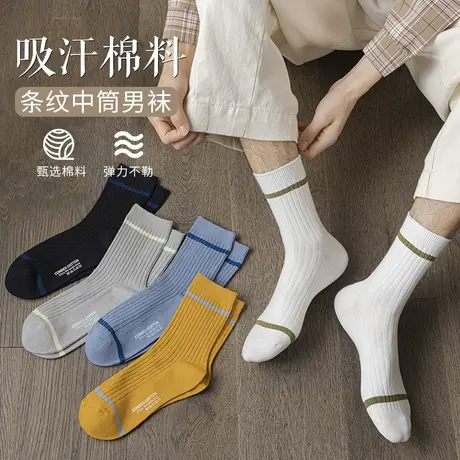 袜子男中筒袜春秋款吸汗防臭棉袜ins潮冬季保暖纯色百搭商务短袜图片