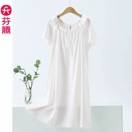 芬腾睡裙女夏季纯棉短袖睡衣少女2025新款公主风性感连衣裙子夏款图片