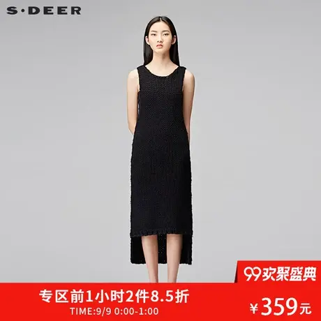 sdeer圣迪奥2019冬时尚粗针钩织连衣裙围巾针织衫两件套S17483562商品大图