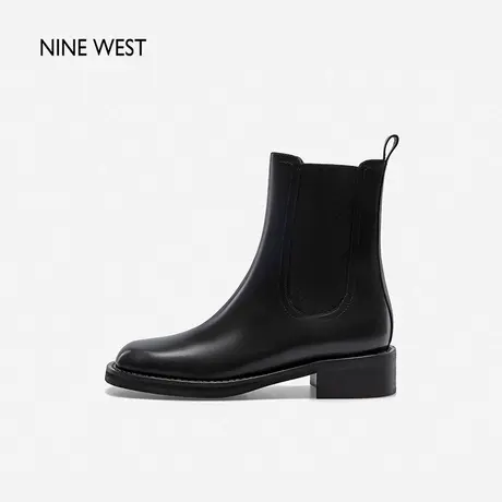 Nine West/玖熙时装靴女2023年秋冬新款弹力靴筒中跟方头粗跟靴子图片