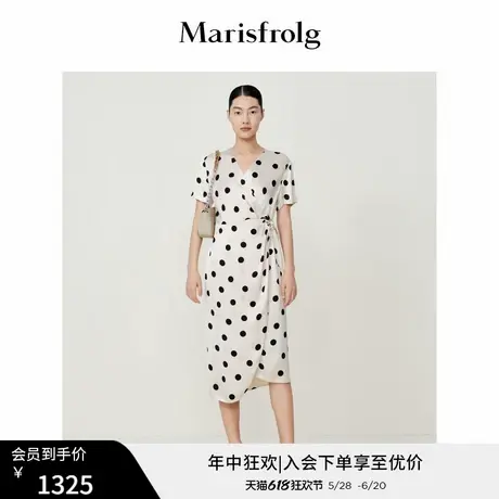 【商场同款】玛丝菲尔夏季新款米白色复古波点轻礼连衣裙女图片