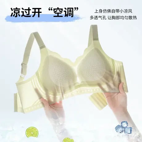 夏季凉冰丝大码文胸无痕薄款无钢圈睡眠内衣大胸显小胖mm聚拢胸罩图片