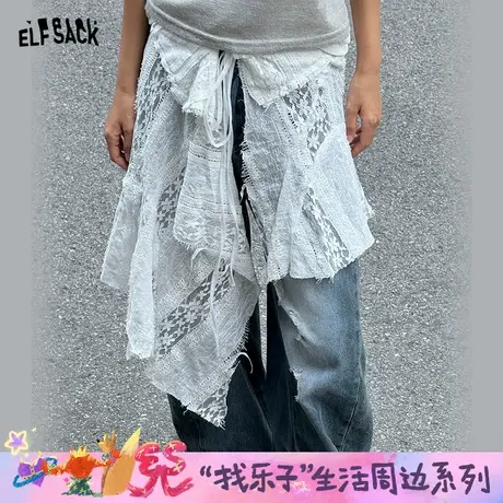 妖精的口袋韩系白色蕾丝不规则屁帘2025新款设计感百搭叠穿设计感图片