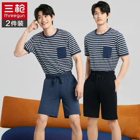 三枪新款男士夏季水柔棉质系绳短裤家居简约弹力中腰短款睡裤男商品大图
