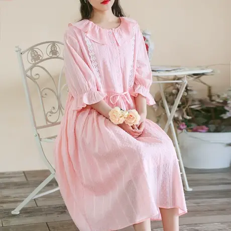 胖妹妹夏季2023新款纹理点缀软绵绵的少女奶橘色连衣裙200斤女图片