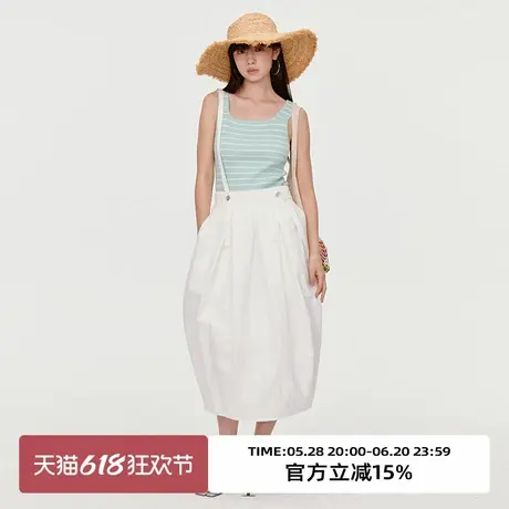 omont蛋挞家 复古可拆卸背带花苞蓬蓬半身裙2025春高腰显瘦中长裙图片