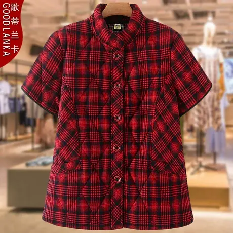 中老年妈妈秋冬加厚夹棉马甲200斤大码棉袄宽松洋气翻领保暖棉服图片