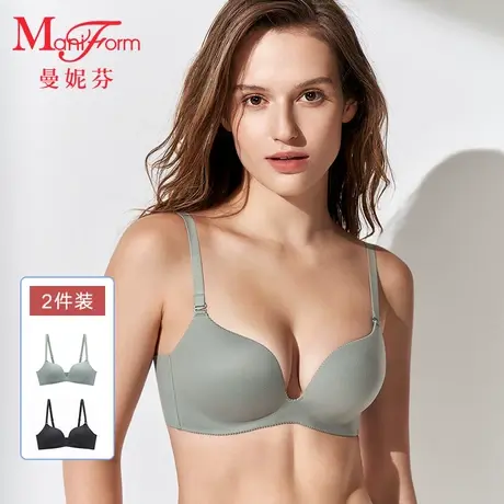 2件装曼妮芬无钢圈文胸女内衣聚拢稳定舒适小胸商品大图