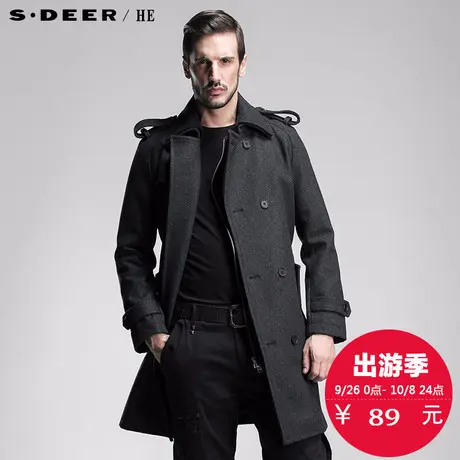 sdeerhe圣迪奥男装冬装英伦风毛呢长风衣H13471865图片