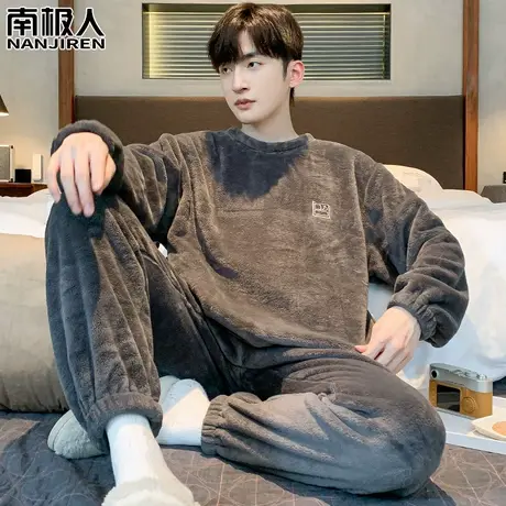 男士睡衣冬季男款秋冬款2023新款珊瑚绒加绒加厚法兰绒气魄家居服商品大图