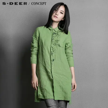 S&middot;DEER＼CONCEPT【新品】圣迪奥长款亚麻绣纹女式衬衫S15380505图片