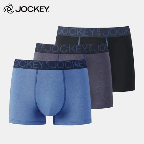 Jockey男士平角内裤棉质舒适透气四角裤大码宽松纯色3条装内裤男图片