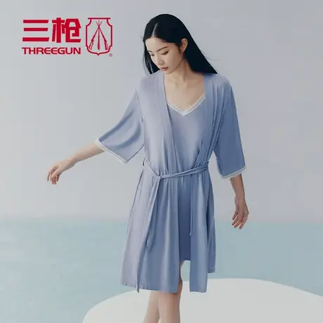 三枪睡衣睡裙莫代尔纤维春夏季少女吊带女性轻薄透气纯色70498A0商品大图