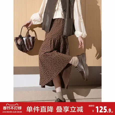 唐狮2026秋冬女碎花半身裙高级感小个子女式长裙温柔气质百搭裙子图片