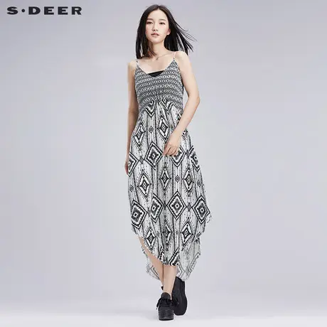 s.deer【新品】圣迪奥女装现代线条美感吊带连衣裙S16281287图片