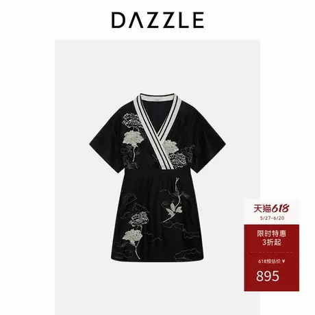 DAZZLE地素奥莱 连衣裙春秋豌豆水溶绣花连衣裙图片