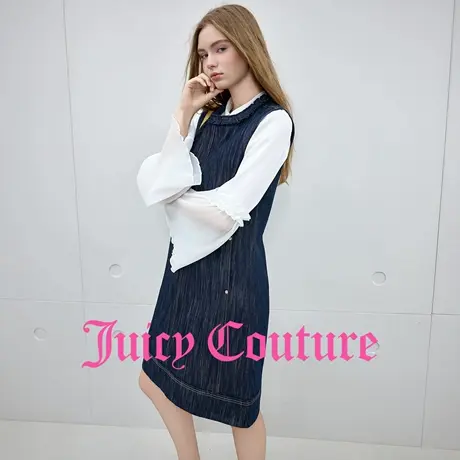 Juicy Couture橘滋连衣裙女2025年秋季新款花边领无袖牛仔背心裙图片