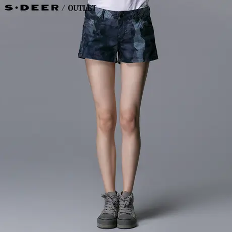 sdeer圣迪奥专柜正品女夏蓝紫印染女士短裤4280917商品大图