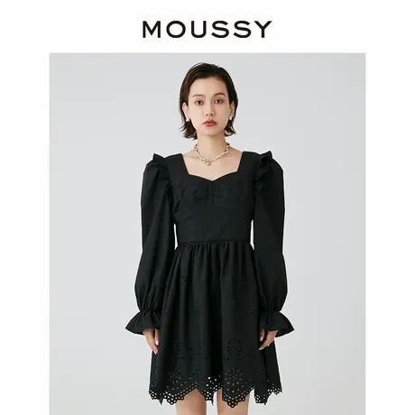 MOUSSY 新品甜美可爱淑女镂空泡泡袖短款长袖连衣裙028HSZ30-0451图片