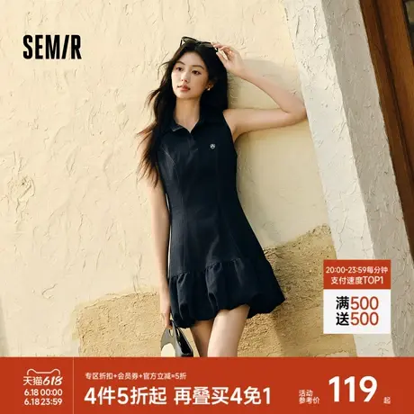 森马连衣裙女polo领无袖花苞裙甜酷2025夏新款辣妹分割短裙小个子图片