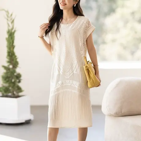 连衣裙女短袖夏季新款大码女装宽松中年妈妈时尚气质轻奢显瘦裙子图片
