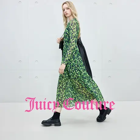 Juicy Couture橘滋连衣裙女2025年秋季新款时尚碎花网纱飘逸长裙图片