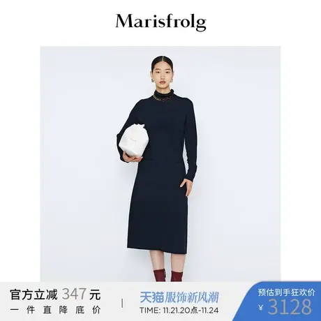 【商场同款】玛丝菲尔女装21秋冬新黑色高领长袖连衣裙A1BW4806M图片