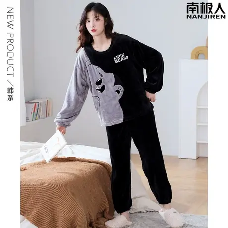 睡衣冬季女款秋季2023新款珊瑚绒加绒加厚法兰绒稚气家居服秋冬款商品大图