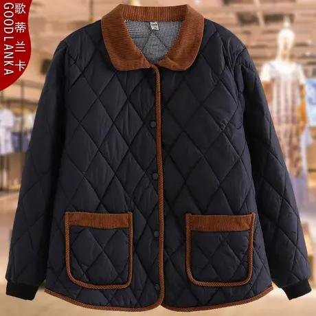 加肥加大码女中老年棉衣冬装新款中年妈妈撞色宽松棉服外套200斤图片