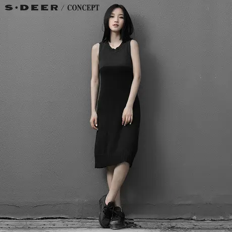sdeer圣迪奥女装新款修身拼接针织连衣裙S15383525图片