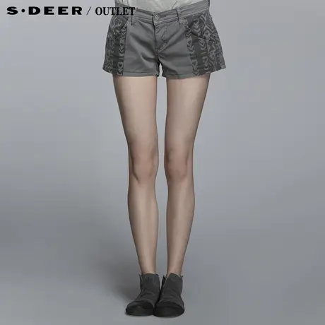 【多件多折】sdeer圣迪奥女装装蜡染风格简约短裤S14280931商品大图