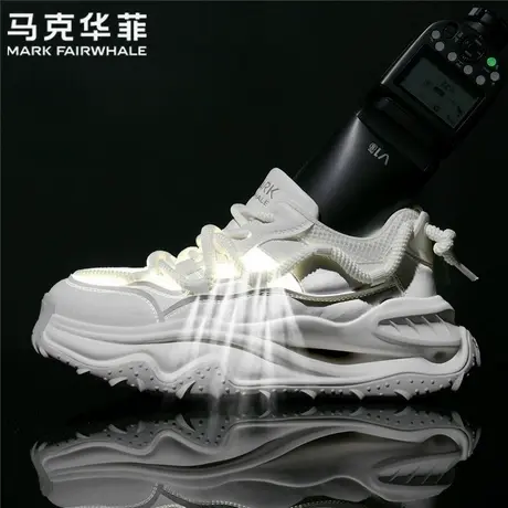 马克华菲正品鞋子男2025新款网面透气开车休闲跑步软底增高老爹鞋图片