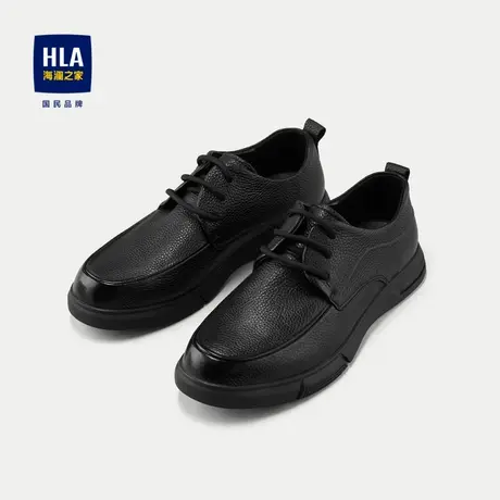 HLA/海澜之家休闲鞋2024新款圆头舒适耐穿系带商务质感男鞋图片