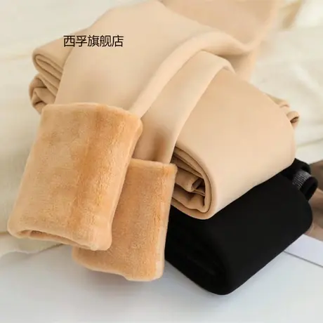 450G加绒加厚冬季打底裤 高山棉外穿内层羊羔绒保暖女踩脚一体裤图片