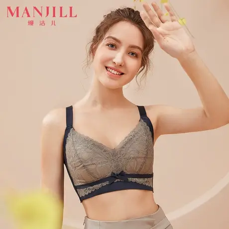 熳洁儿大胸显小内衣女薄款无钢圈文胸收副乳调整型全罩杯大码胸罩商品大图