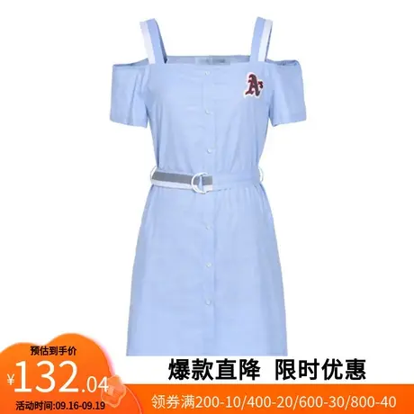 【艾格】系带连衣裙2023春季新款吊带露肩性感个性休闲女生裙子图片