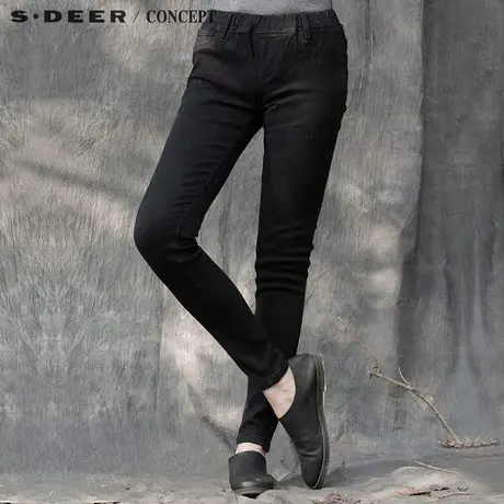 sdeer圣迪奥女2018冬装修身牛仔裤长裤S15480830商品大图