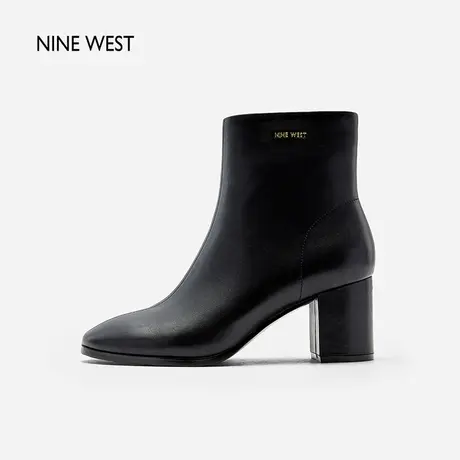 Nine West/玖熙羊皮简约气质瘦瘦靴2023冬新款职业增高时装短靴女图片