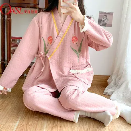 空气棉月子服秋冬季产后加厚10月份11孕妇睡衣大码哺乳十图片