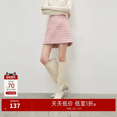 秋水伊人小香风裙子2025年冬季新款时尚优雅经典粗花呢复古半身裙图片