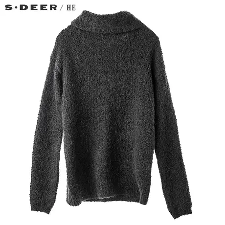 sdeerhe圣迪奥男装简约风格低调纯黑绒毛质感高领针织衫H15473546图片
