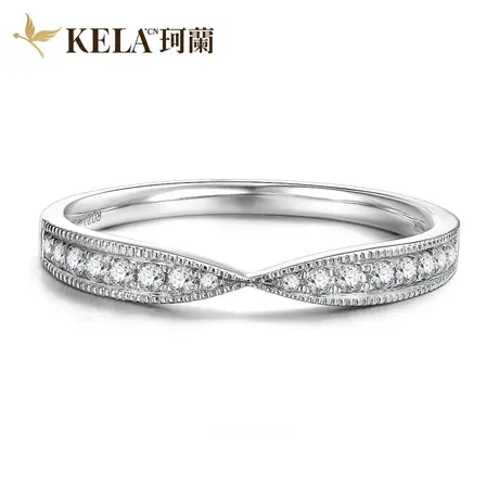 珂兰  白18K金钻石戒指女群镶小排戒交叉排镶钻戒结婚女戒婚戒zs图片