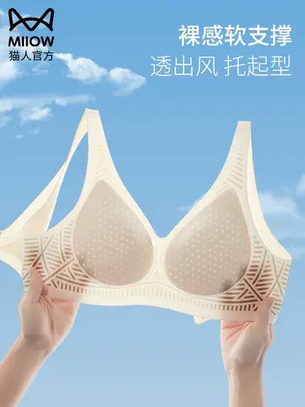 猫人内衣女小胸聚拢显大夏天超薄款凉感防下垂无痕舒适美背文胸罩图片