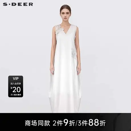 【商场同款】sdeer圣迪奥田园V领花边吊带两件套连衣裙S25281204图片