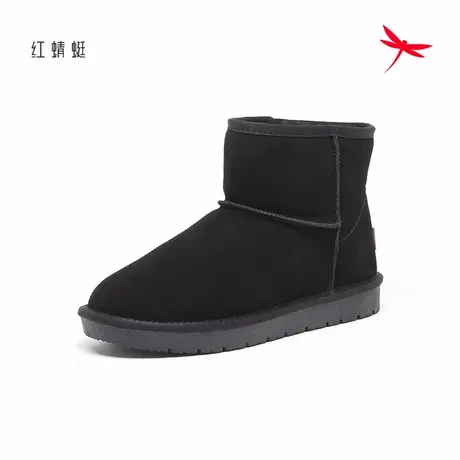 红蜻蜓雪地靴男士一脚蹬加绒棉靴保暖厚底短靴男休闲百搭男鞋图片