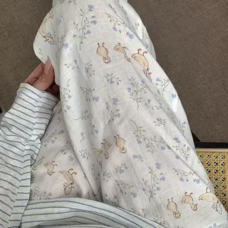 可爱碎花小鸭~A类纯棉双层纱布睡裤宽松薄款可爱卡通家居裤有口袋图片