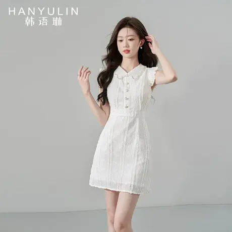 韩语琳法式连衣裙女夏季2023新款漂亮气质显瘦夏日多巴胺短款裙子图片