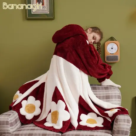 Bananagirl睡衣冬女加厚珊瑚绒韩版女士宽松大码长款睡袍家居服套图片