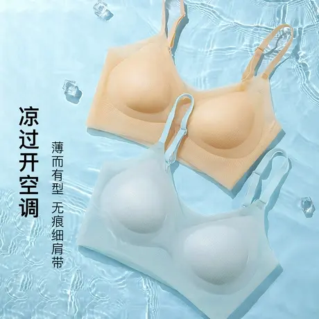 梦芭蒂夏季薄款凉感内衣女透气空调杯聚拢细肩带无痕隐形美背文胸图片
