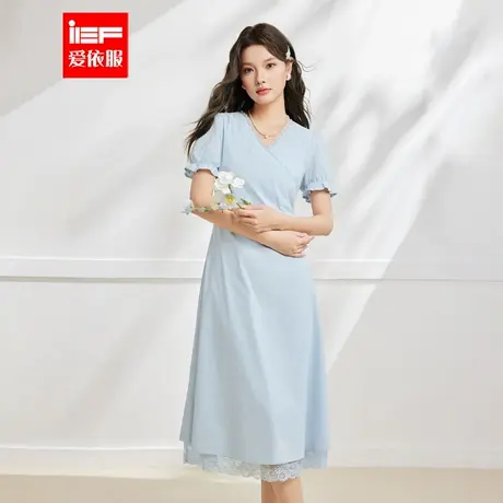 IEF/爱依服连衣裙2025夏季新款法式成熟优雅气质感收腰连衣长裙图片